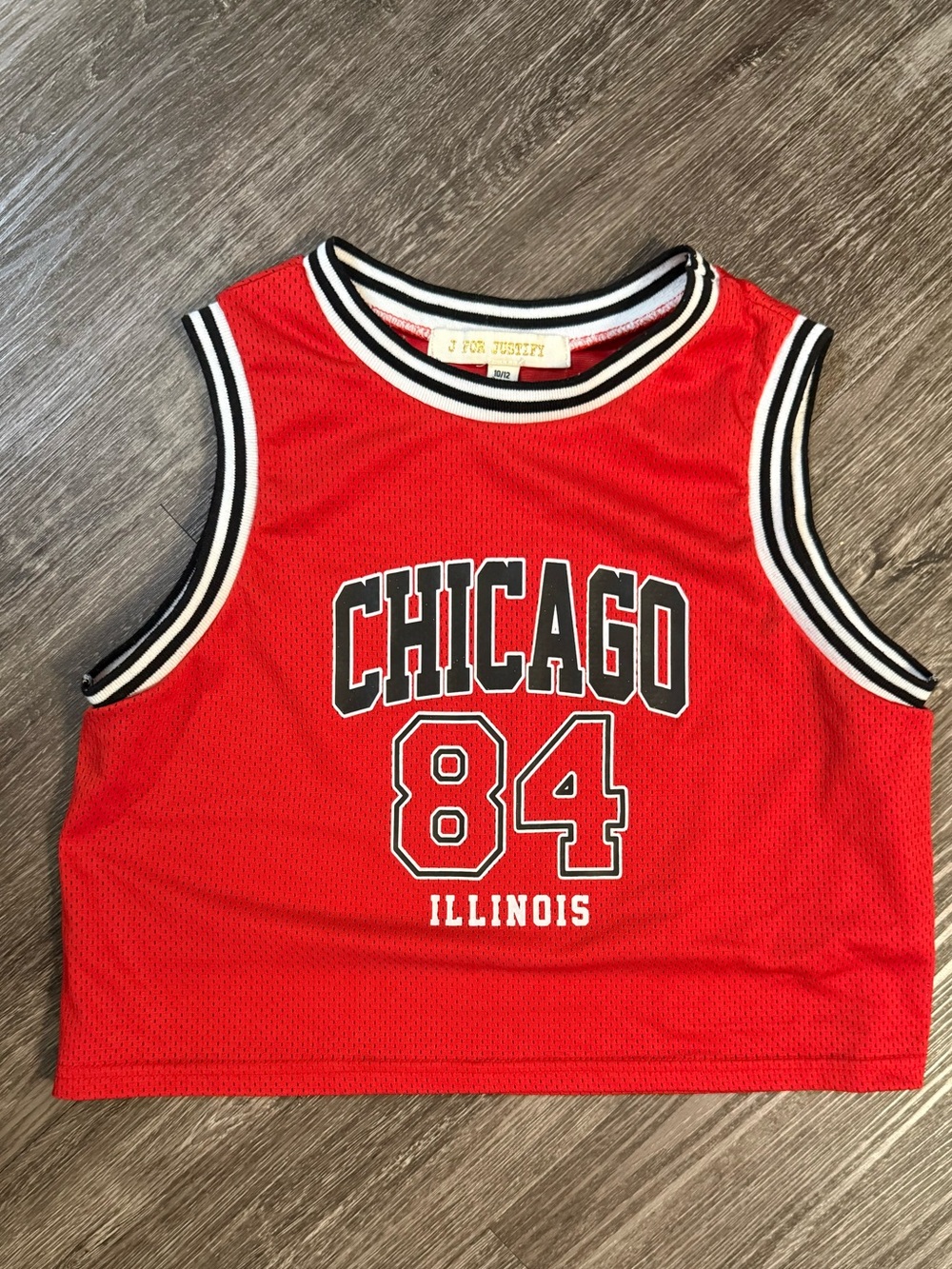 J for Justify Red Chicago 84 Jersey Cropped Tank Top